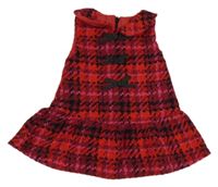 Vínovo-černo-červené vzorované šaty s límečkem Matalan