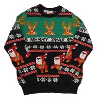 Čierno-zelený sveter so sobmi Peacocks