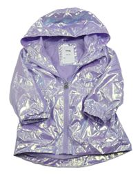 Lila metalická šušťáková ľahká jarná parka s kapucňou Sinsay
