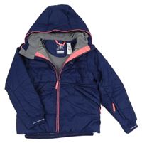 Tmavomodrá šušťáková funkčná lyžiarska bunda s kapucňou Wed´ze