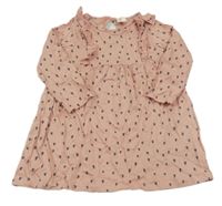 Ružové vzorované bavlnené šaty s volánikmi H&M