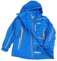 Modrá šusťáková funkční zimní bunda s kapucí Nevica 