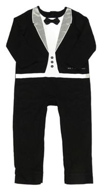 Černý teplákový overal s potiskem a motýlkem Mothercare