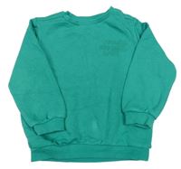 Zelená mikina s nápisom Tu