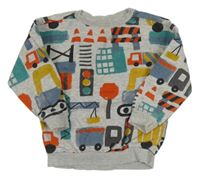 Sivá mikina s bagrami a autami Tu