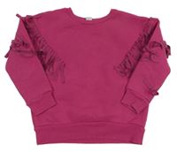 Rubínová mikina s strapcemi Tu