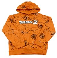 Oranžovo-čierna vzorovaná mikina s nápisom a kapucí - Dragonball