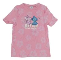 Růžové žebrované tričko se Stitchem Disney