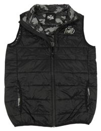 Černá šusťáková prošívaná zateplená vesta s monogramem