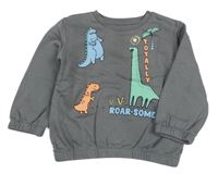 Tmavosivá mikina s dinosaurami Primark