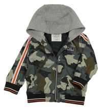 Army šusťáková jarní bunda s teplákovou kapucí F&F