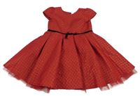 Červeno-zlaté kárované slavnostní šaty 