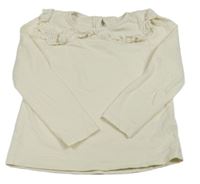 Smetanové triko s volánky s madeirou C&A