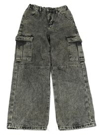 Šedo-černé wide leg rifle s kapsami 