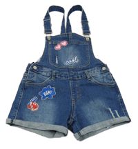 Modré riflové laclové kraťasy s nášivkami a prošoupáním Mayoral