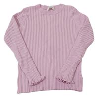 Růžové žebrované úpletové mikinotriko H&M