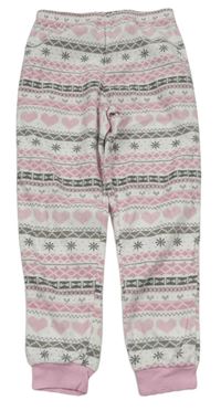 Bielo-ružové vzorované fleecové pyžamové nohavice George