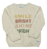 Béžový melírovaný sveter s nápismi Primark