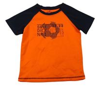 Neónově oranžovo-tmavomodré športové tričko s nápisom Topolino