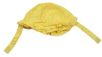 Žlutý madeirový plátěný klobouček s mašlí F&F