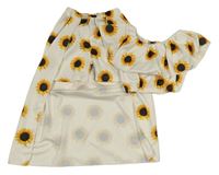 2set - Biela crop blúzka so slunečnicemi + sukňové kraťasy Shein