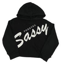 Čierna crop mikina s nápisom a kapucňou River Island