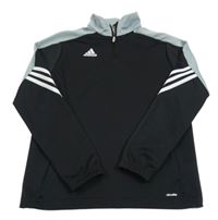 Černo-šedá sportovní funkční mikina s pruhy Adidas 
