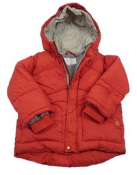 Červená šušťáková zimná bunda s kapucňou Zara
