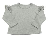 Sivý melírovaný sveter s volánikmi