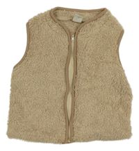 Béžová chlpatá prepínaci vesta Shein