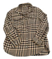 Broskvovo-černá kostkovaná košilová bunda H&M