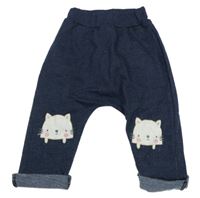 Tmavomodré tepláky s mačkami Zeymix