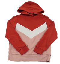 Červeno-bielo-ružová mikina s kapucňou C&A