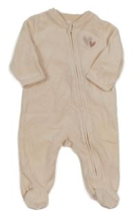 Svetloružový vzorovaný zamatový overal so srdiečkami Kiabi