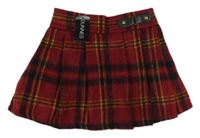 Nové - Červeno-farebná kockovaná skladaná sukňa Dunnes