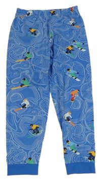 Modré pyžamové kalhoty s lyžaři 