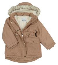 Starorůžová šusťáková zimní parka s kapucí Primark