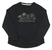 Tmavomodré tričko s kvietkami Next