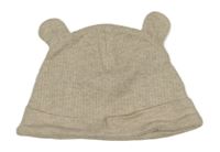 Béžová žebrovaná čepice s oušky Next 