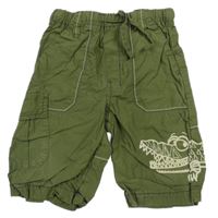 Khaki plátenné capri nohavice s krokodílom Next