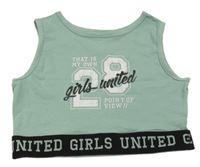 Khaki crop top s nápismi Page one young