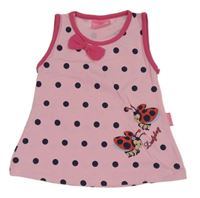 Svetloružová bodkovaná šatová tunika s lienkami a mašlou