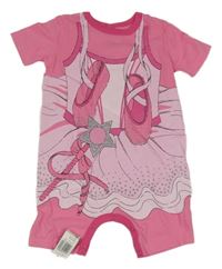 Nové - Růžový bavlněný kraťasový overal s piškoty Woolworths