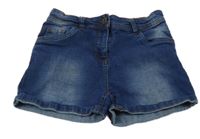 Tmavomodré elastické rifľové kraťasy