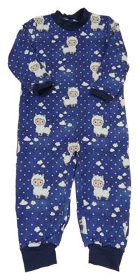 Tmavomodrý teplákový overal s ovečkami 