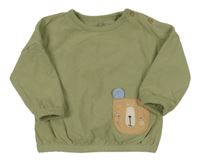 Khaki oversize mikina s medvedíkom Next