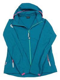 Tmavozelená funkční šusťáková bunda s kapucí Trollkids