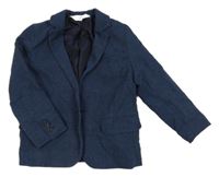 Tmavomodro-modré vzorované ľanové sako H&M