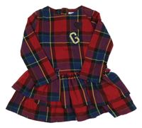 Červeno-farebné kockované šaty s nášivkami Mayoral