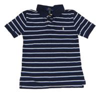 Tmavomodro-modro-biele pruhované polo tričko Ralph Lauren